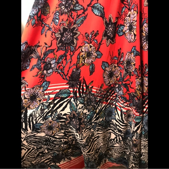 New FREE PEOPLE Mila Strapless Maxi Dress Floral Zebra Red Motif Flowy Boho NWT - Picture 6 of 16